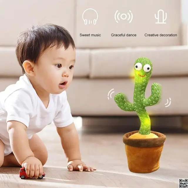 Rechargeable Dancing Cactus Toy Song Singing, Talking, Record & Repeating What You say Electric Cactus