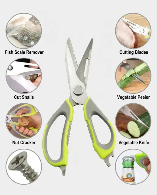 8 In 1 Kitchen Scissors, Multi-Functional kitchen Scissor- ৮ ইন ১ রান্নাঘরের কাঁচি, মাল্টি-ফাংশনাল রান্নাঘরের কাঁচি
