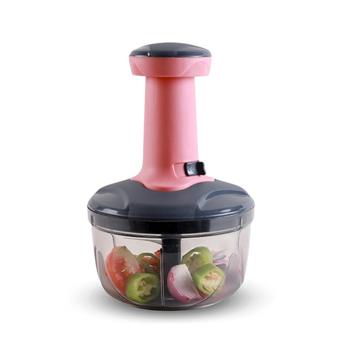 1100 ml Push Chopper For Kitchen Manual Hand-Press Vegetable Chopper with 3 Stainless Steel Blades 1 Whisker for Chopping ( 6