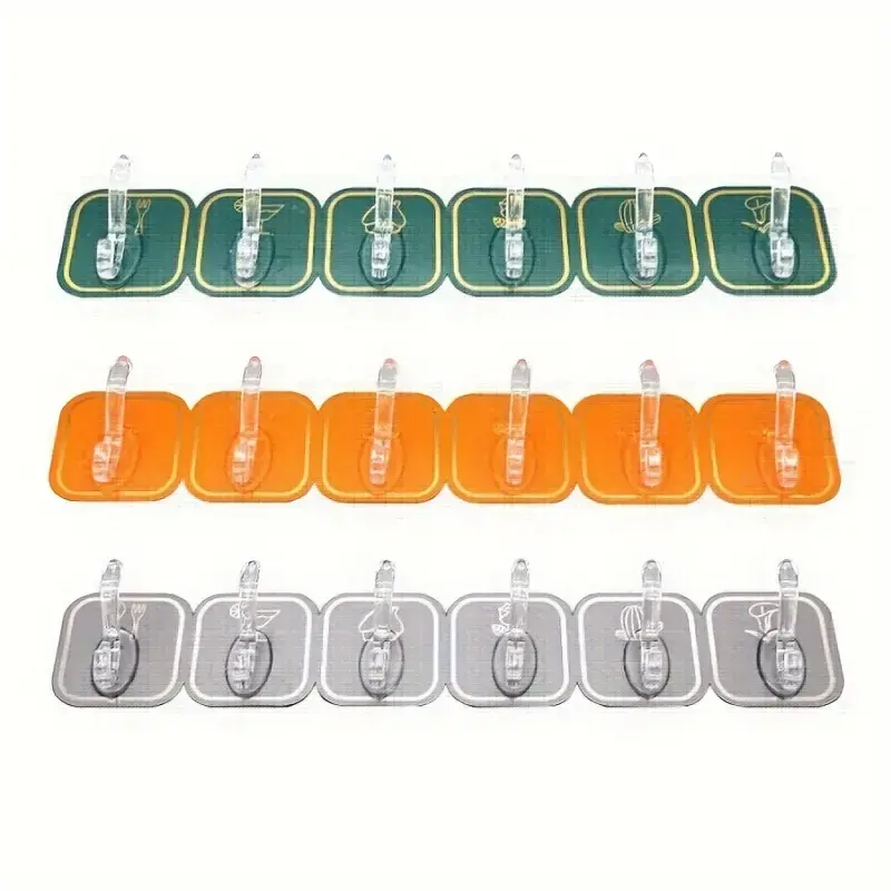 6Pcs Self Adhesive Hook Key Storage Hanger for Kitchen Bathroom Door Wall- রান্নাঘরের বাথরুমের দরজার ওয়াল জন্য 6 পিসি স্ব-আঠালো হুক কী স্টোরেজ হ্যাঙ্গার 8