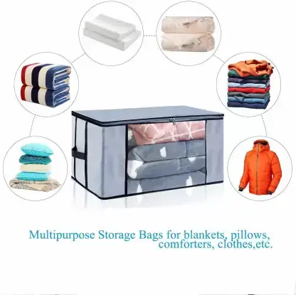 Blanket Storage Bag, Foldable Space-saving Non-woven Fabric Folding Stackable Blanket Storage Bag for Wardrobe 3