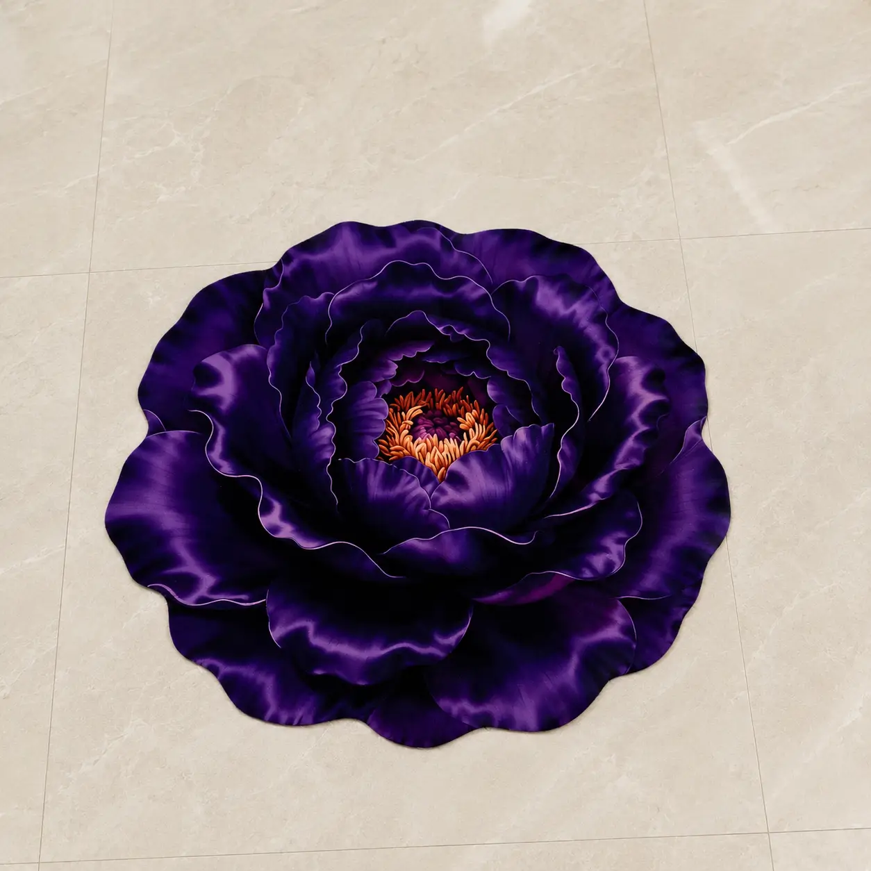3D Purple Peony Flower Floor Mat / 3D ফ্লোরাল বাথরুম ও বেডরুম পাপোশ