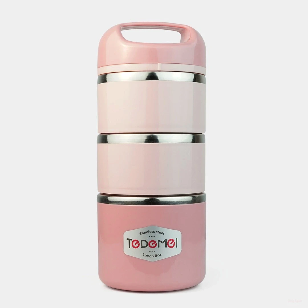 Tedemei 3-Layer Stainless Steel Lunch Box Leak-Proof with Handle and PU Foam Insulation 9
