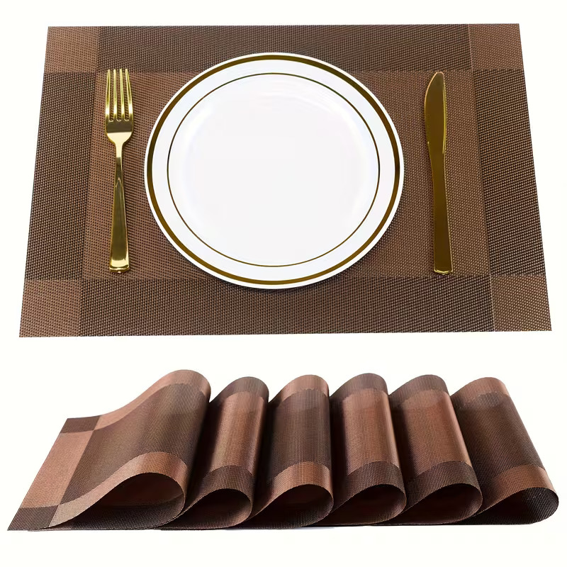 6 Piece Placemat for Dinning Coasters | Rectangular Table Placemat 6 Piece. Solid Color Table Decoration Mat, Coffee Table Pad, Household Bowl Plate Mat, Dining Table Decor, Room Decoration-ডাইনিং কোস্টারের জন্য ৬ পিস প্লেসম্যাট- দস্তরখানা। 5