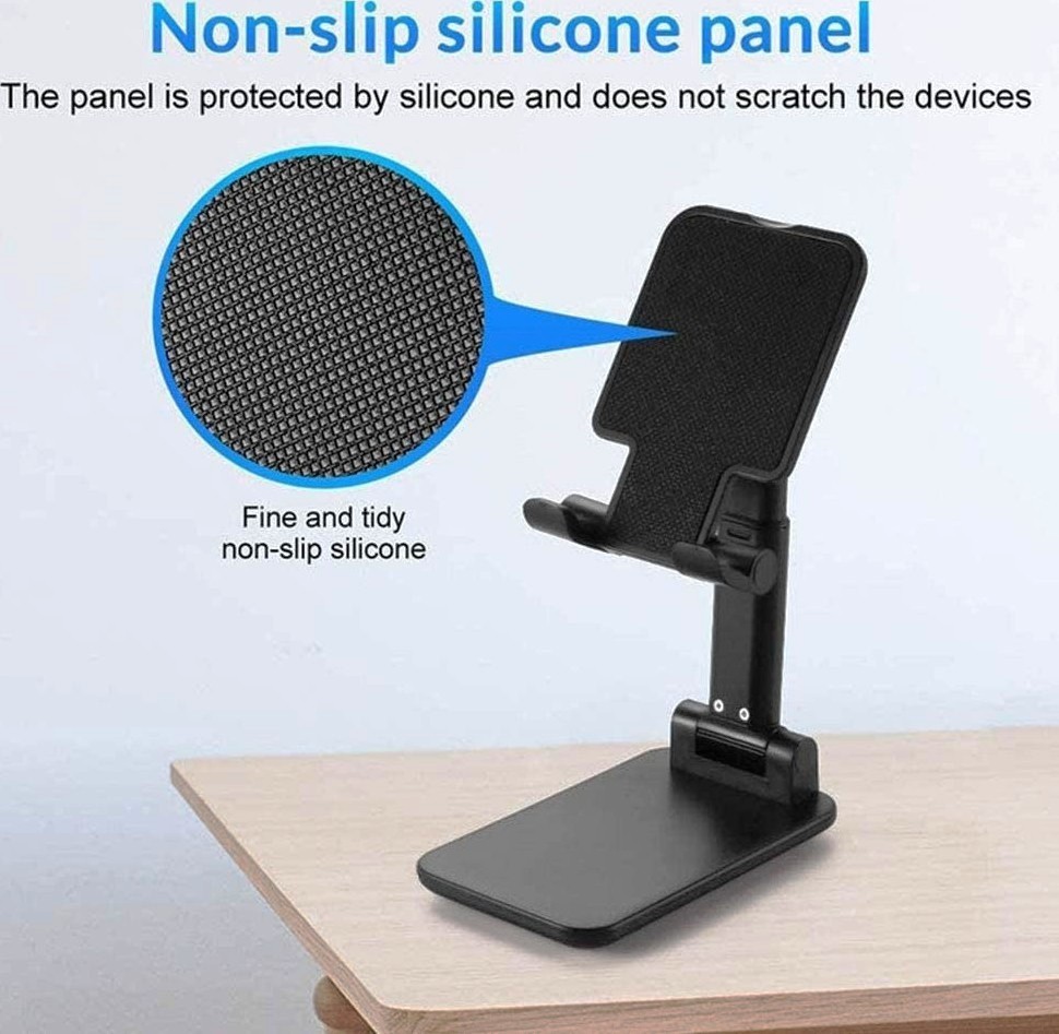 Folding Desktop Phone Stand, Foldable Mobile Phone Holder, Adjustable Desktop Tablet Holder Table Cell Foldable Extend Support Desk Mobile Phone Holder Stand 3
