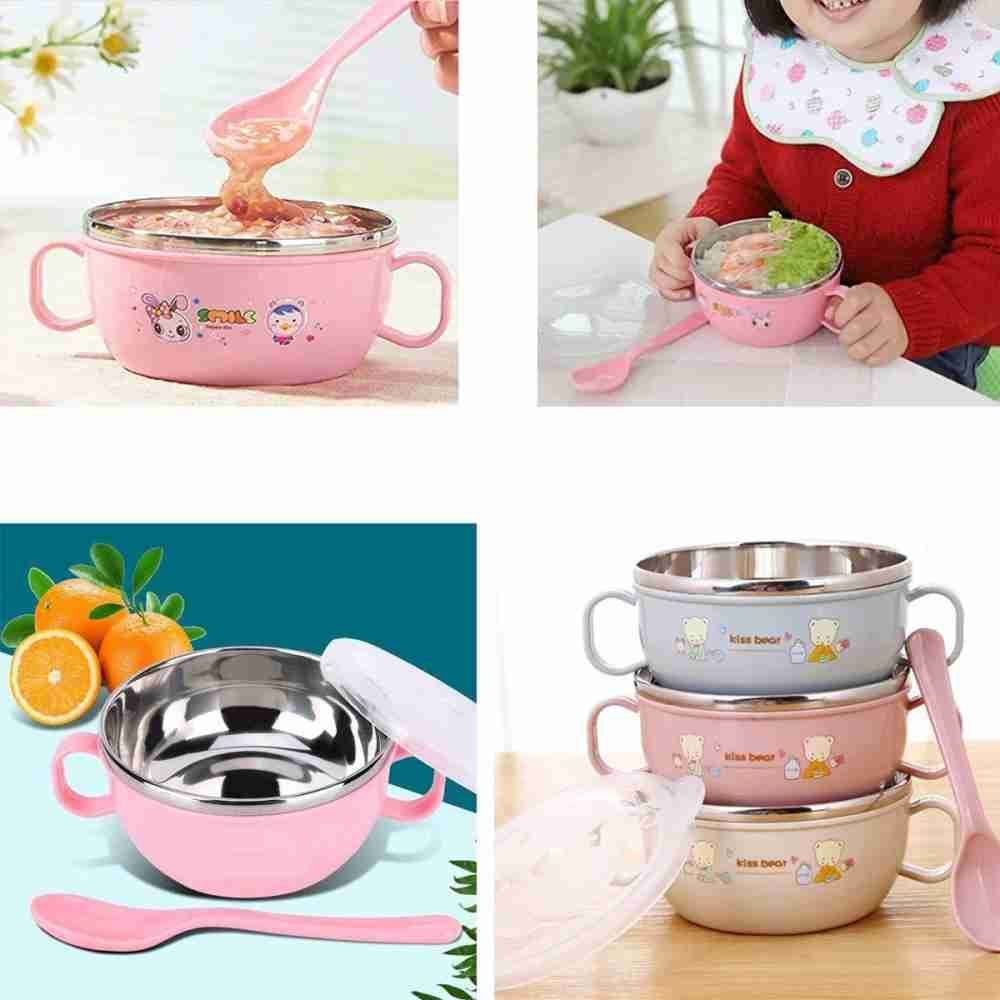 Stainless Steel Baby Feeding Bowl with Spoon Set 6