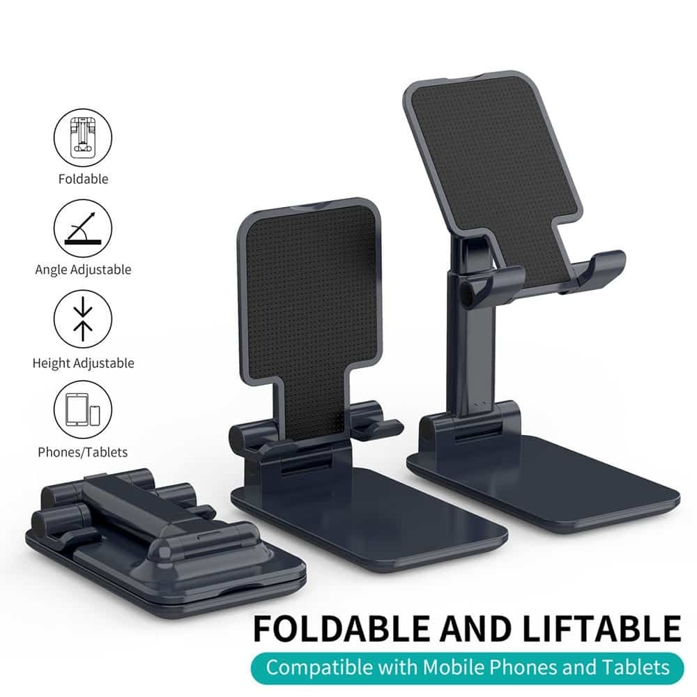 Folding Desktop Phone Stand, Foldable Mobile Phone Holder, Adjustable Desktop Tablet Holder Table Cell Foldable Extend Support Desk Mobile Phone Holder Stand 6