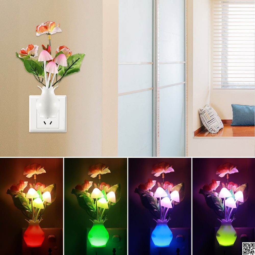 Romantic LED Mushroom Night Light, Day Night Sensor LED Mushroom Light 5