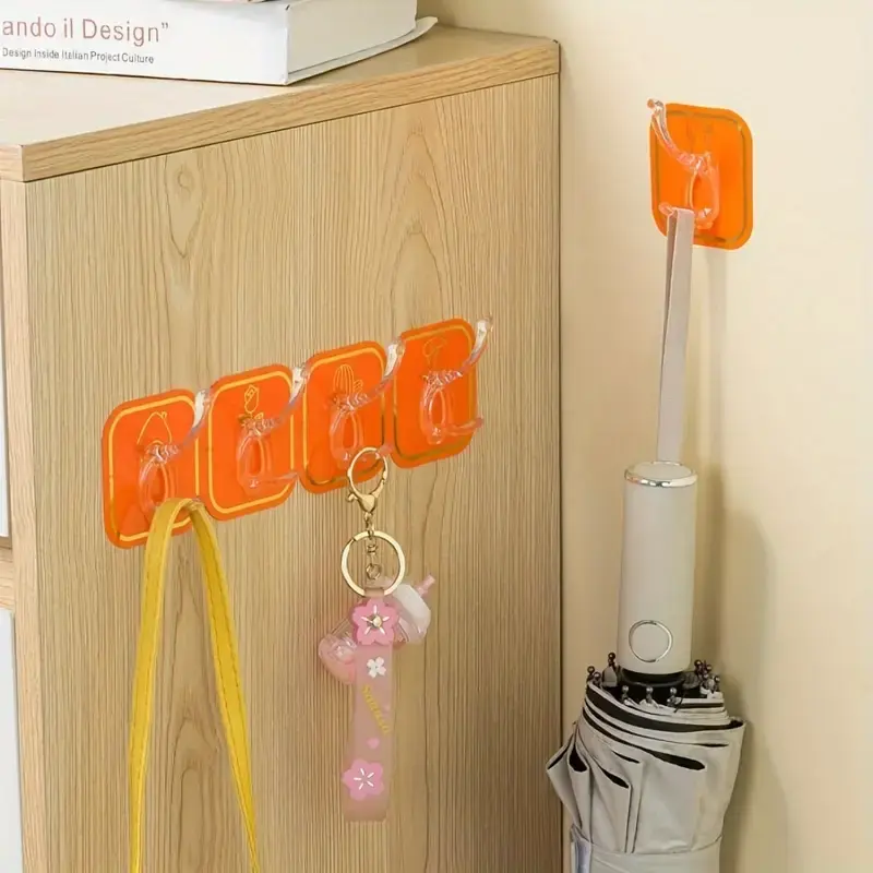 6Pcs Self Adhesive Hook Key Storage Hanger for Kitchen Bathroom Door Wall- রান্নাঘরের বাথরুমের দরজার ওয়াল জন্য 6 পিসি স্ব-আঠালো হুক কী স্টোরেজ হ্যাঙ্গার 2