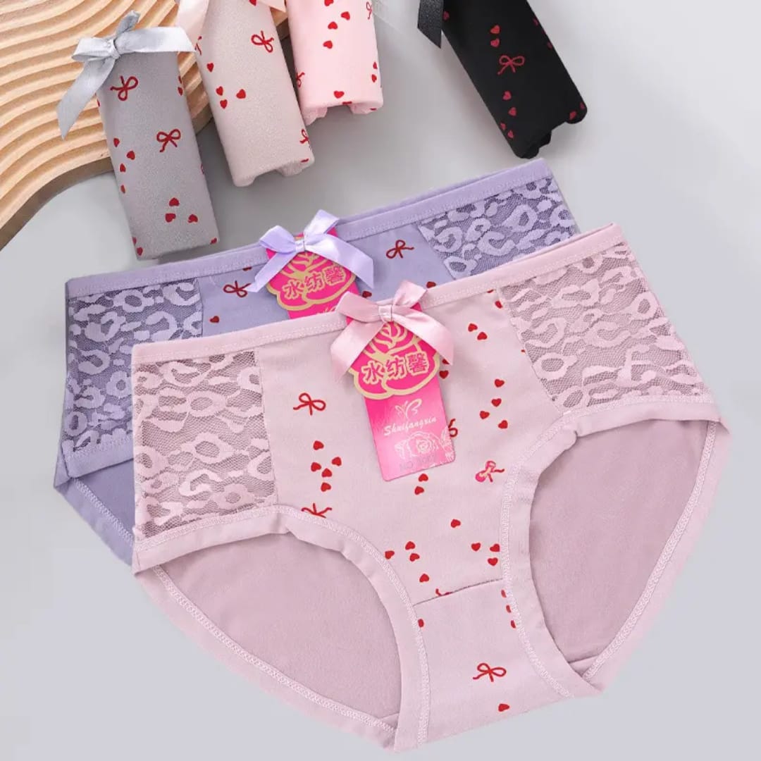 Shuifangxia Premium Cotton Lace Briefs Set for Women 4