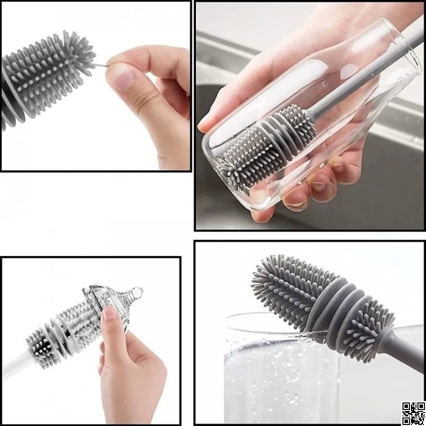 Silicone Bottle Cleaning Brush Bottle Cleaner for Washing Baby Bottles Handle Brush 2