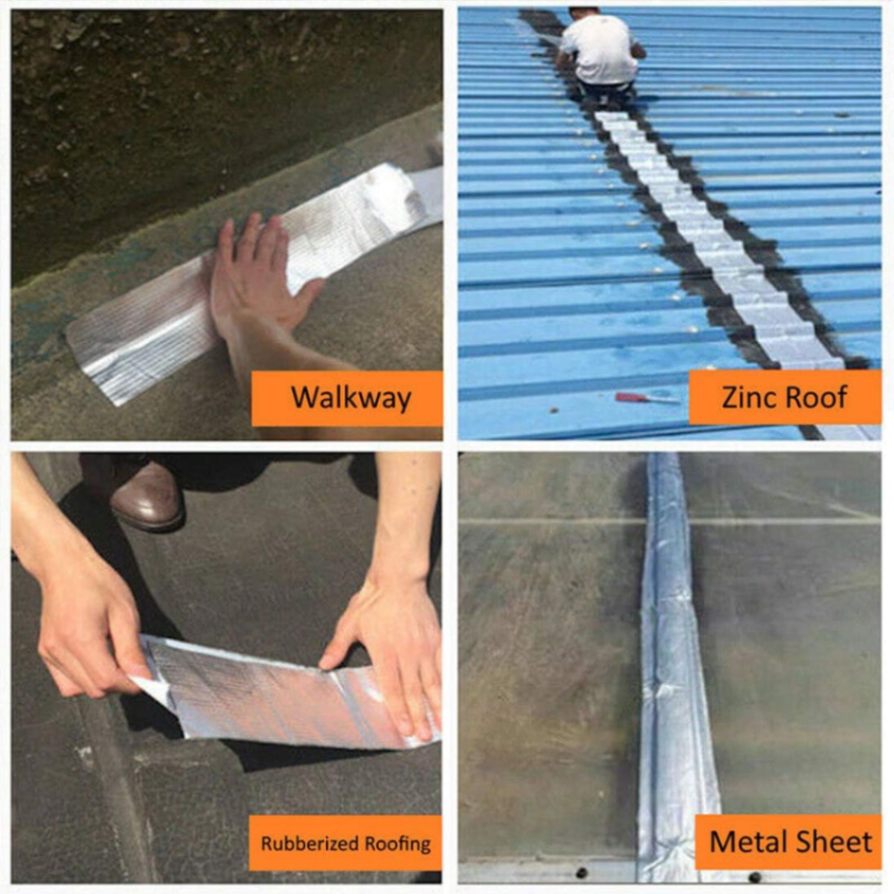 Aluminium Foil Tape, Super Waterproof Tape Butyl Rubber Aluminium Foil Tape for Roof Pipe Repair / ৩ স্টার অ্যালুমিনিয়াম ফয়েল টেপ, স্ব-আঠালো, ইউভি সুরক্ষা ও জলরোধী 5
