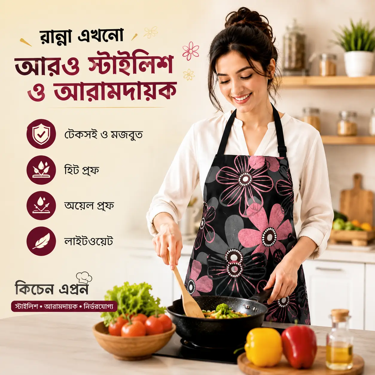 Premium Printed Kitchen Apron (Random Design) হাই কোয়ালিটি প্রিন্টেড কিচেন এপ্রন 2