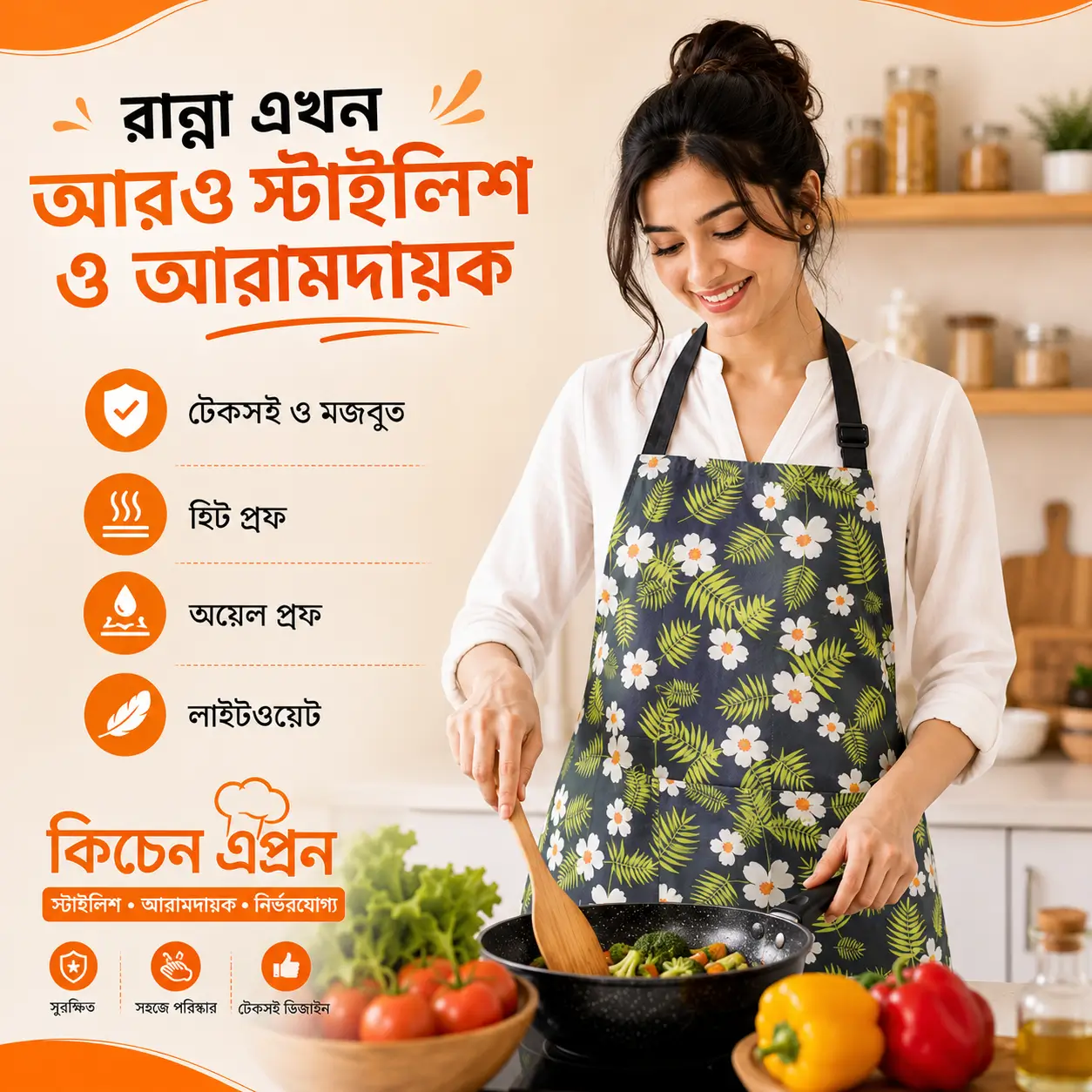 Premium Printed Kitchen Apron (Random Design) হাই কোয়ালিটি প্রিন্টেড কিচেন এপ্রন 4
