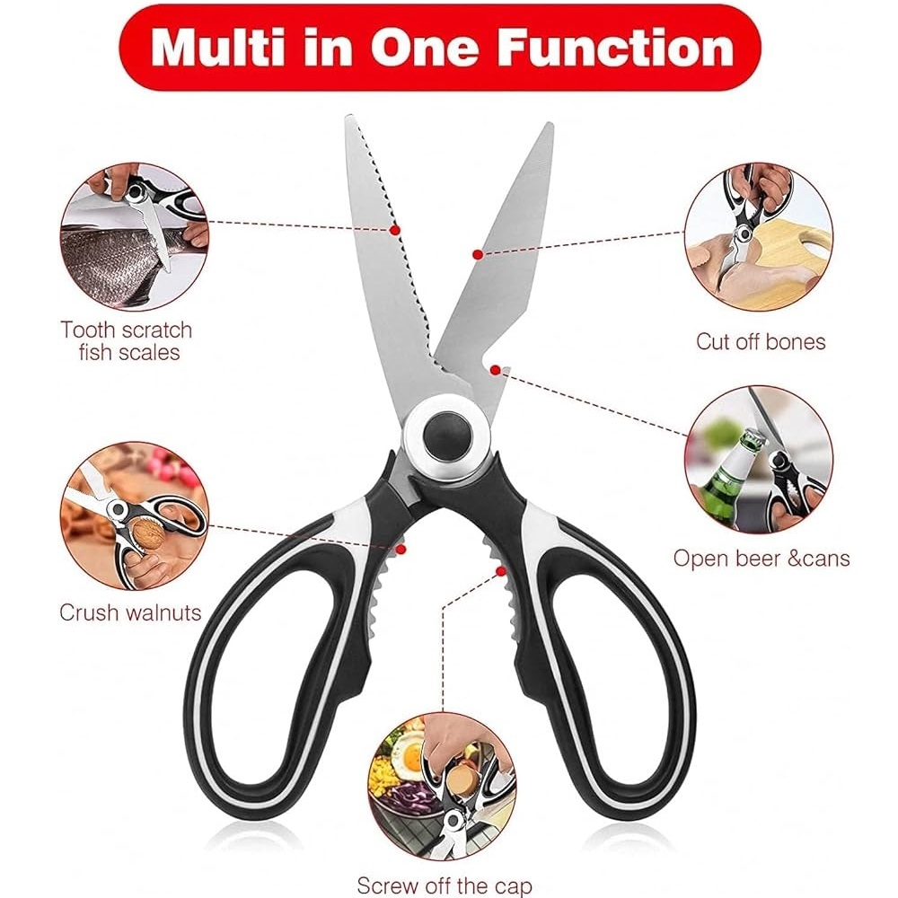 Kitchen Scissor (Black) Heavy Duty Stainless Steel Kitchen Scissors 8