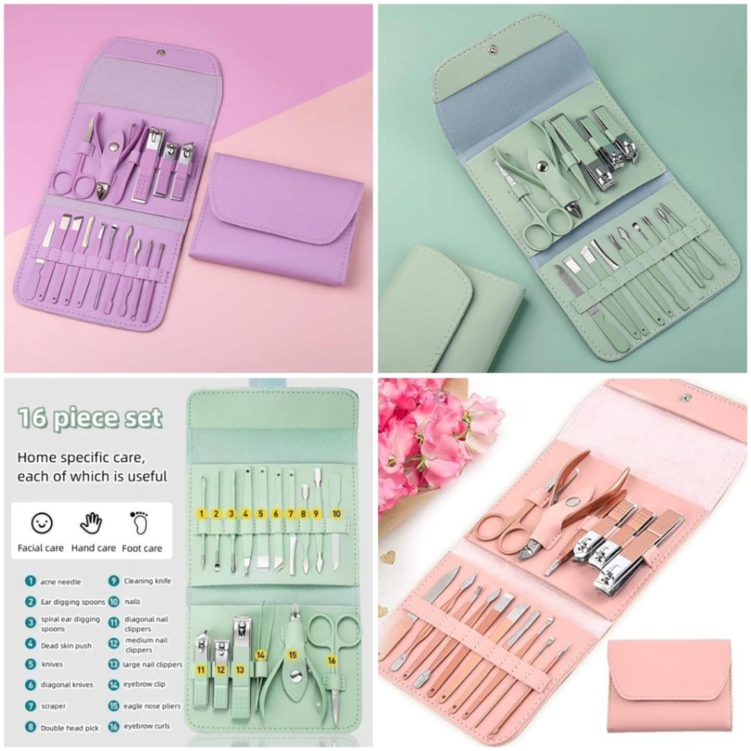 16 Pcs Manicure Set Professional Nail Clippers Pedicure Kit ১৬ পিস প্রফেশনাল ম্যানিকিউর ও পেডিকিউর কিট 3