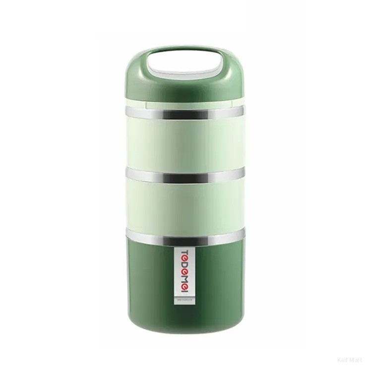 Tedemei 3-Layer Stainless Steel Lunch Box Leak-Proof with Handle and PU Foam Insulation 8