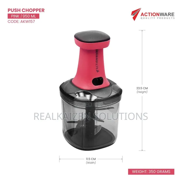 1100 ml Push Chopper For Kitchen Manual Hand-Press Vegetable Chopper with 3 Stainless Steel Blades 1 Whisker for Chopping ( 5