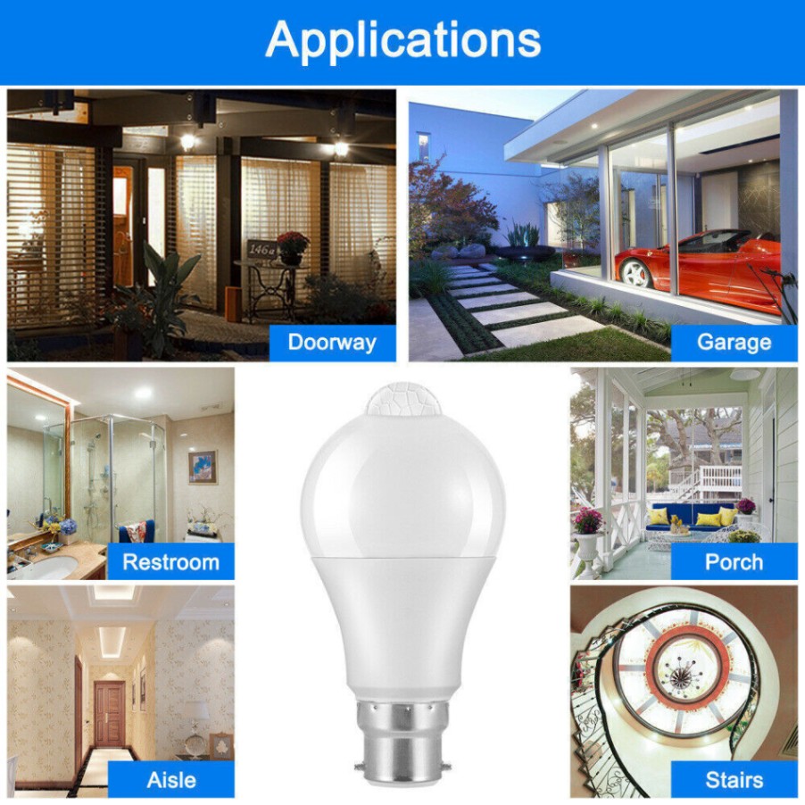 LED মোশন সেন্সর লাইট বাল্ব 15W স্মার্ট PIR LED বাল্ব অটো অন/অফ নাইট লাইট 1