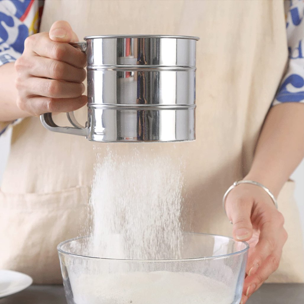 Flour Sifter, Stainless Steel Sifter for Baking, Double Layer Fine Mesh Baking Sifter, One Hand Press Crank Sifter for Powdered Sugar Shaker Duster, Flour Sieve Sifter for Baking Cakes Rondauno 8