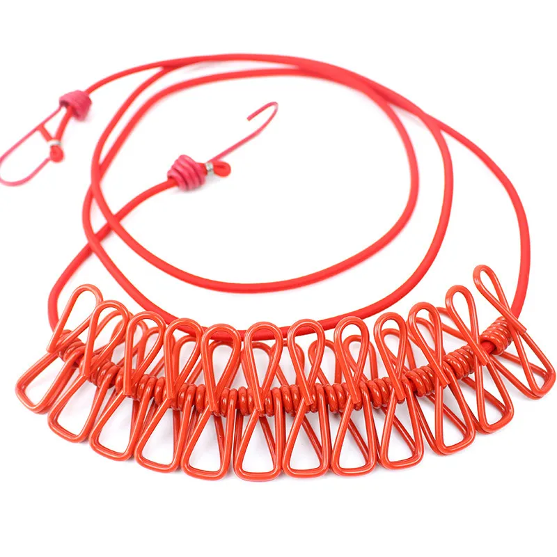 ১২ ক্লিপ স্ট্রেচেবল কাপড় শুকানোর দড়ি / 12 Clip Portable Laundry Rope 2