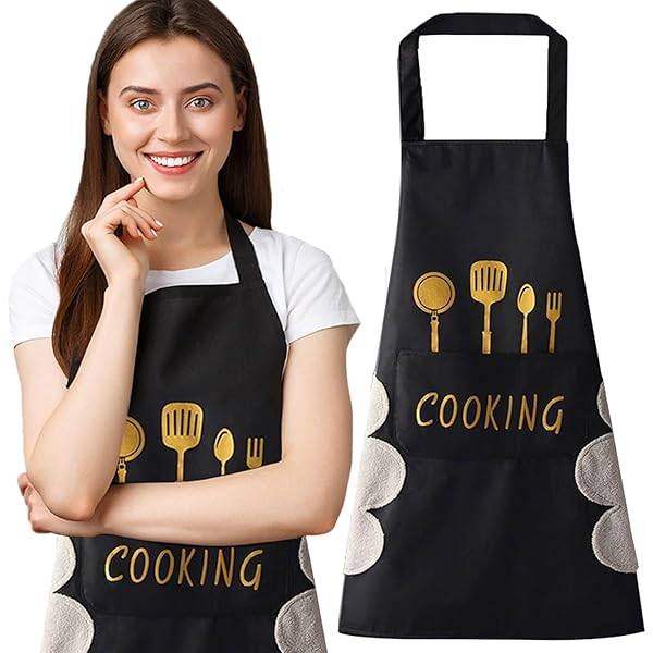 Kitchen Cooking Apron, Waterproof & Anti-Oil Polyester Kitchen Apron, Restaurant Apron for Chef Cooking 1
