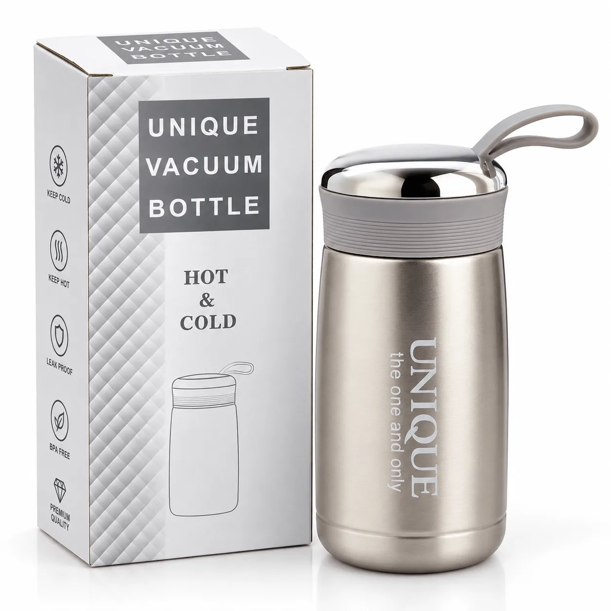 350ml MUnique Vacuum Hot & Cold Insulated Bottle, ৩৫০মিলি ইউনিক ভ্যাকুয়াম হট অ্যান্ড কোল্ড থার্মো বোতল