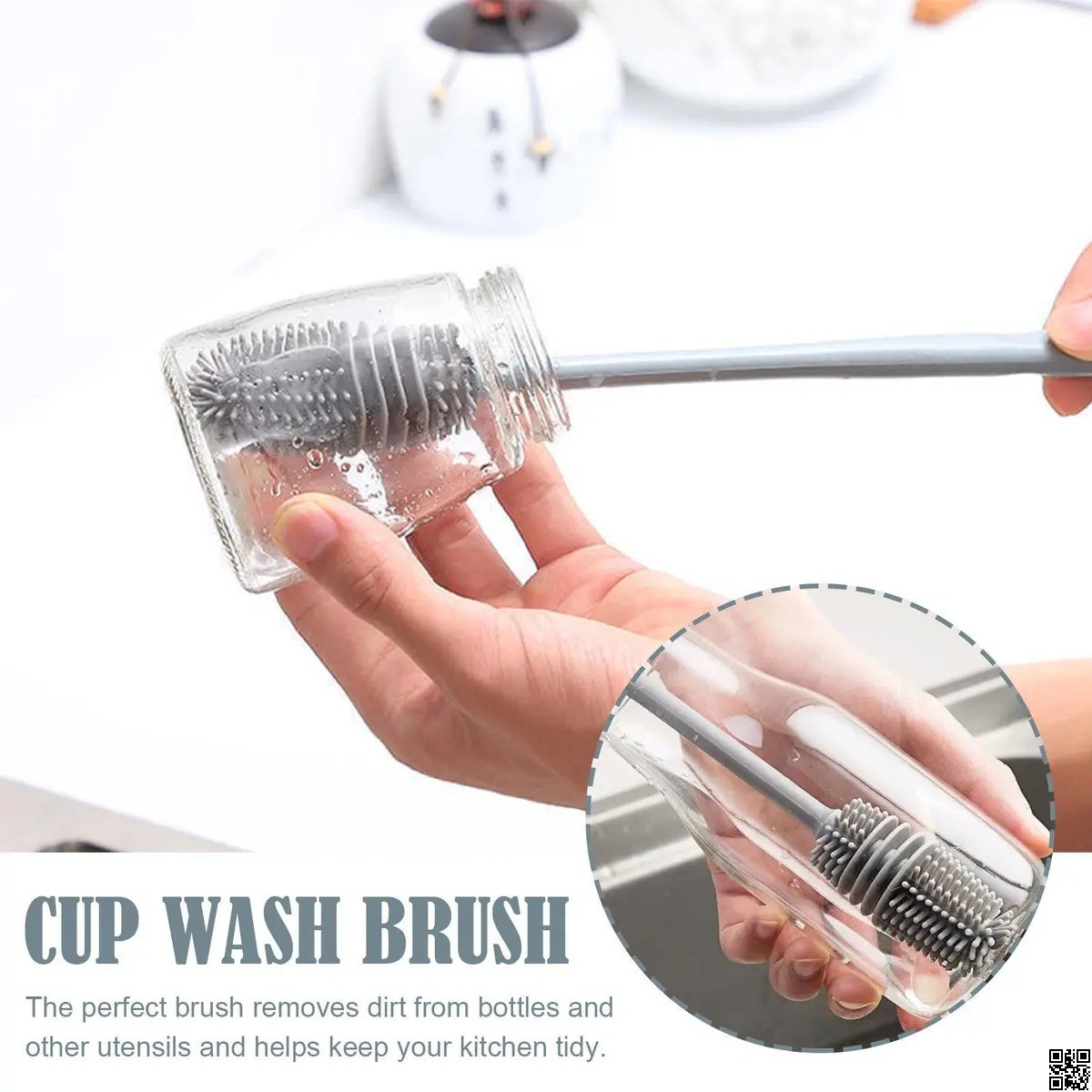 Silicone Bottle Cleaning Brush Bottle Cleaner for Washing Baby Bottles Handle Brush 3
