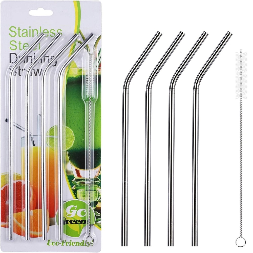 4 Pcs Reusable Stainless Steel Drinking Straw with Cleaner Brush,ক্লিনার ব্রাশ সহ ৪ পিসি পুনর্ব্যবহারযোগ্য স্টেইনলেস স্টিলের ড্রিংকিং স্ট্র 7