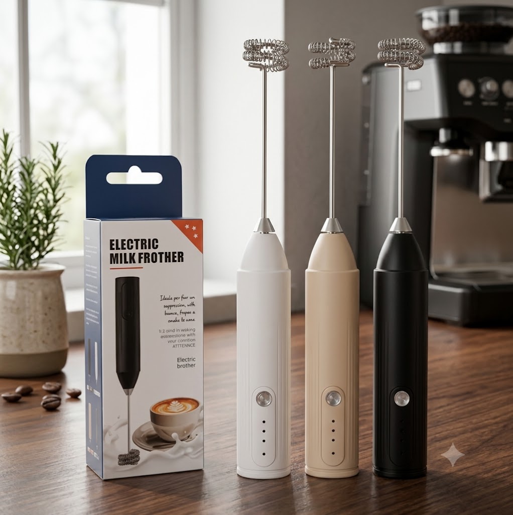 Premium Mini Coffee Foam Maker, Electric Milk Frother – Handheld Coffee Foam Maker