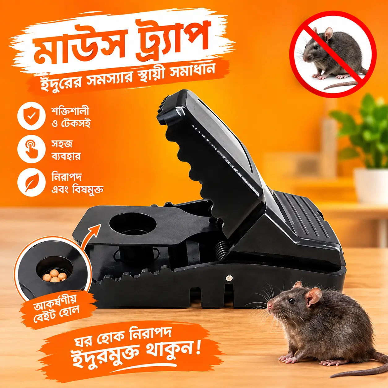 ইঁদুর ধরার ফাঁদ – Large Plastic Mouse Killer Trap | Rat Trap & Mouse Catcher 13
