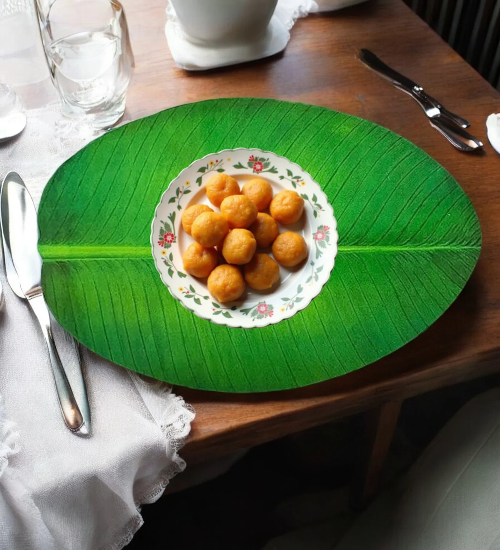 ৬ পিস কলা পাতা ডাইনিং টেবিল ম্যাট / 6 Pcs Banana Leaf Table Mat Set 5