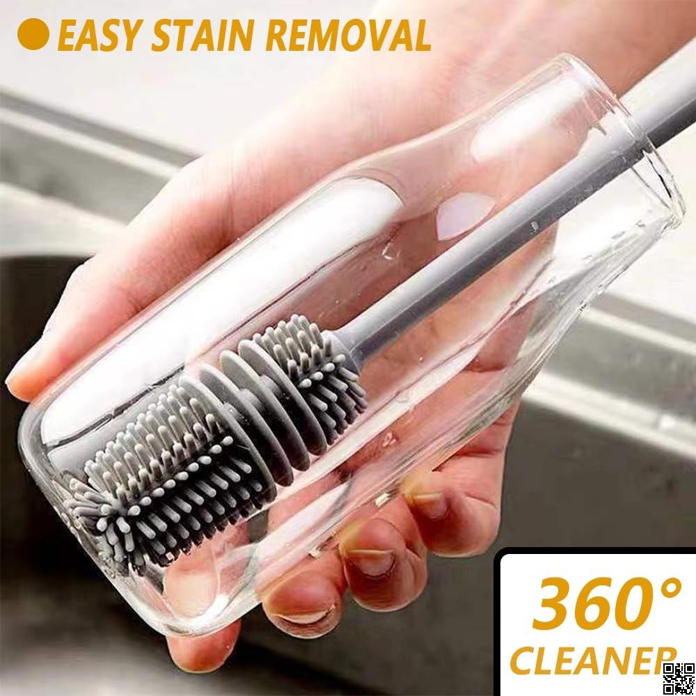 Silicone Bottle Cleaning Brush Bottle Cleaner for Washing Baby Bottles Handle Brush 8