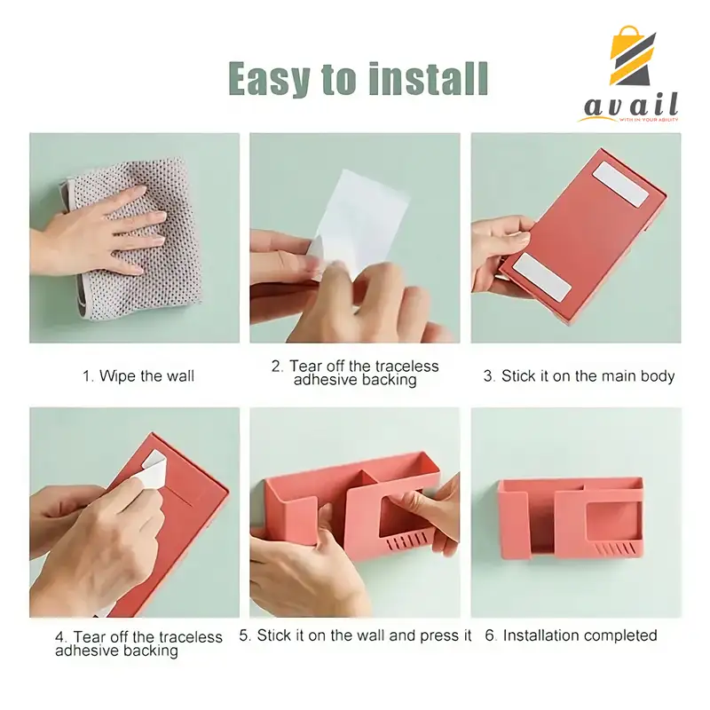 Wall Mount Mobile And Remote Holder, 2-in-1 Mobile Phone Charging Stand and Multipurpose Storage Holder Bracket 4