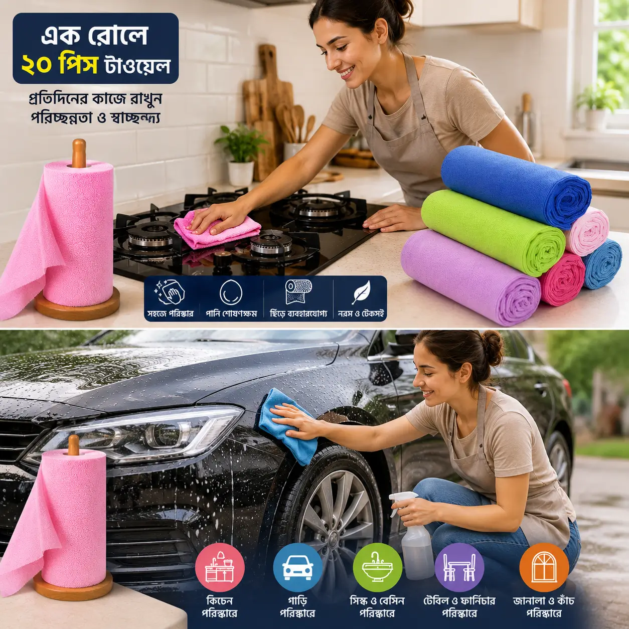 Customized Microfiber Pearl Towel for Car and Kitchen Cleaning Quickly and Easily Removes Dusts. গাড়ি এবং রান্নাঘর পরিষ্কারের জন্য কাস্টমাইজড মাইক্রোফাইবার পার্ল তোয়ালে দ্রুত এবং সহজেই ধুলো দূর করে 4