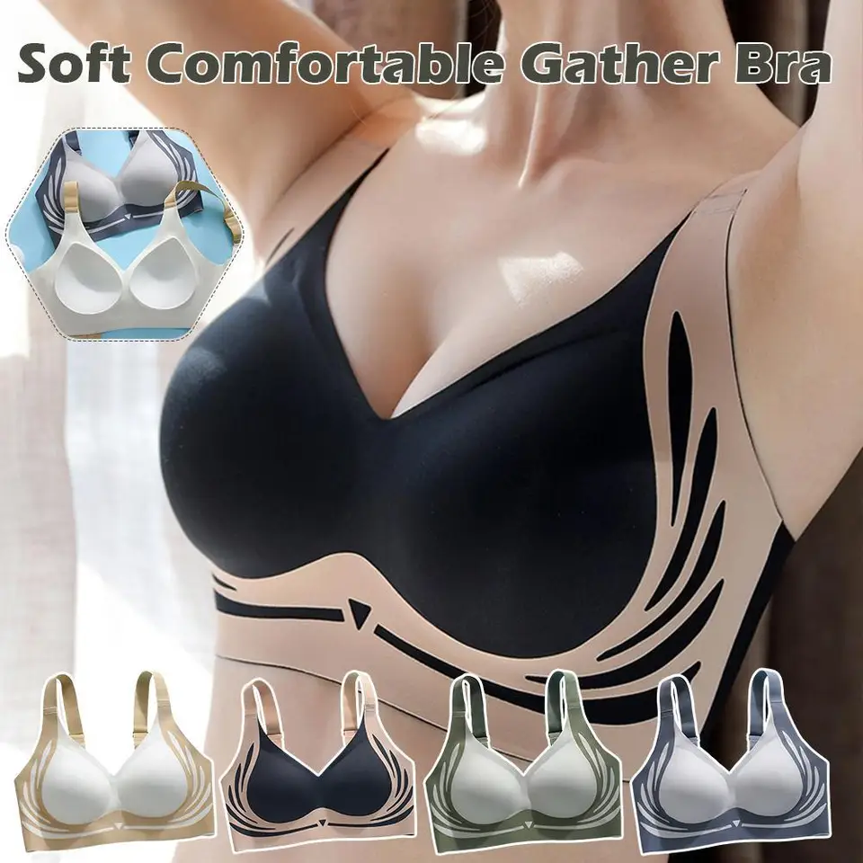 Classic Sports Bras, Anti-Sagging Wireless Push-up Bra Wide Strap Sleep Comfortable Full Coverage Shaping Sports Bra